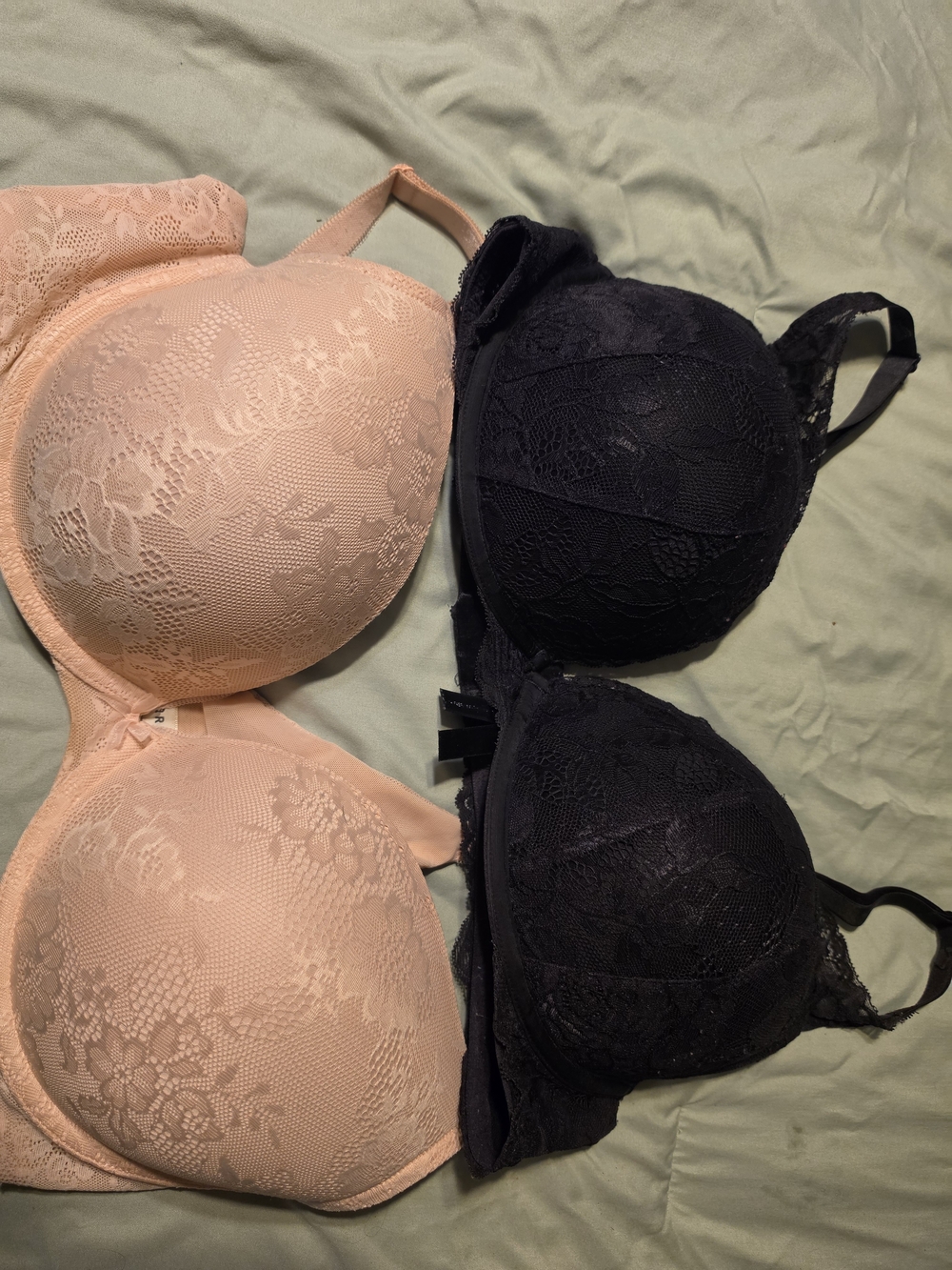 Lace Overlay T-Shirt Bra Duo — Blush & Black